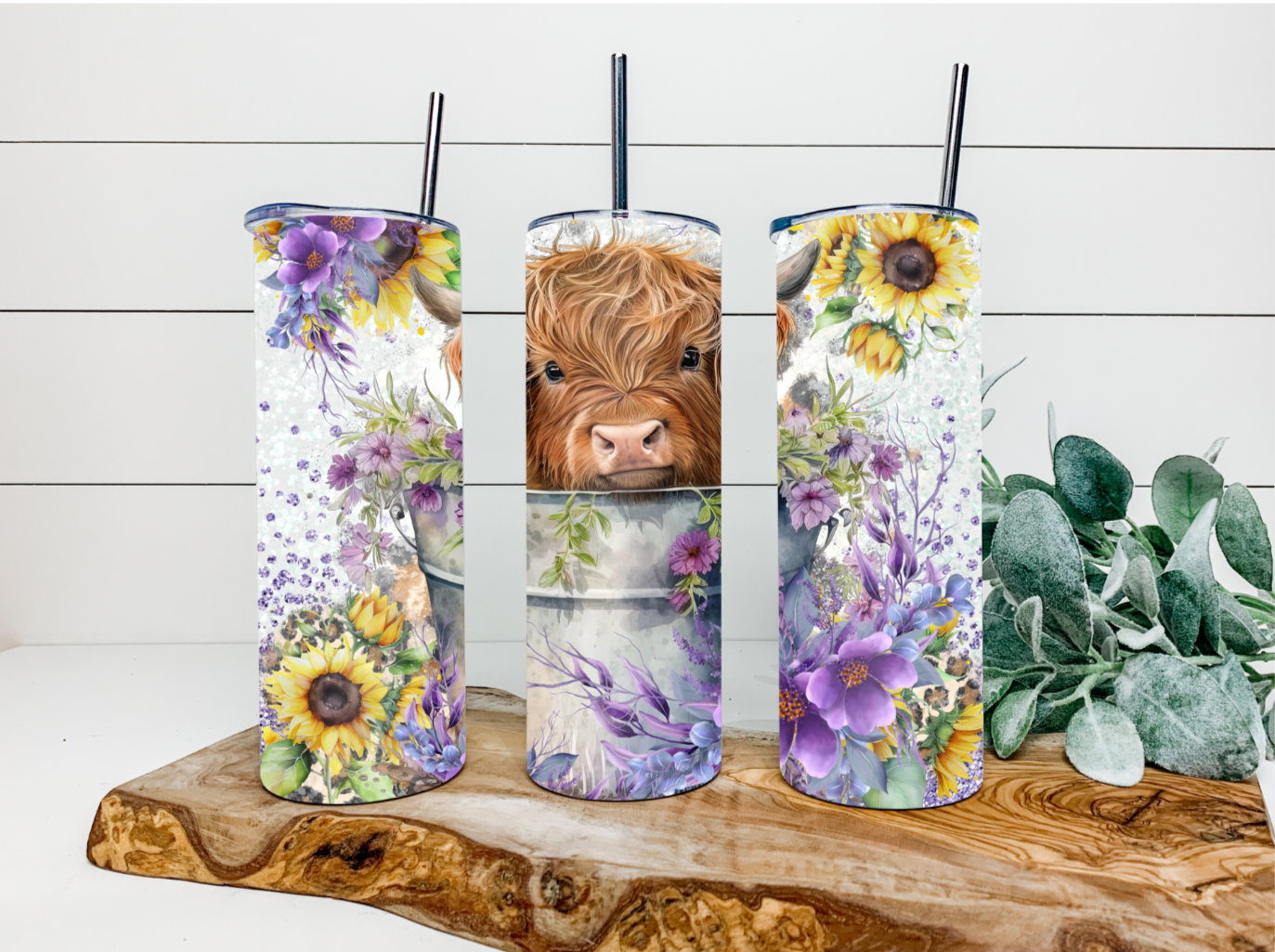 20oz Baby Highland Cow Floral Tumbler