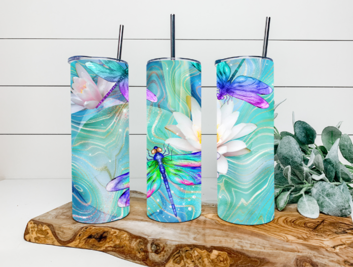 20oz Blue Dragonfly Tumbler