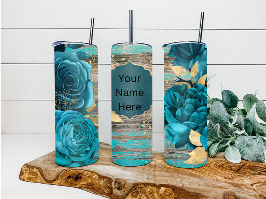 20oz Blue Rose Tumbler