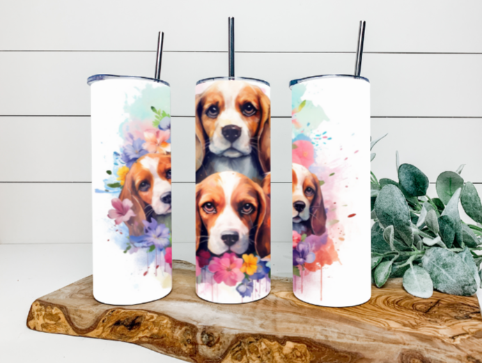 20oz Floral Beagle Tumbler