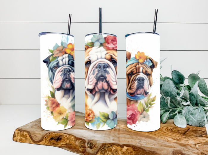 20oz Floral Bulldog Tumbler