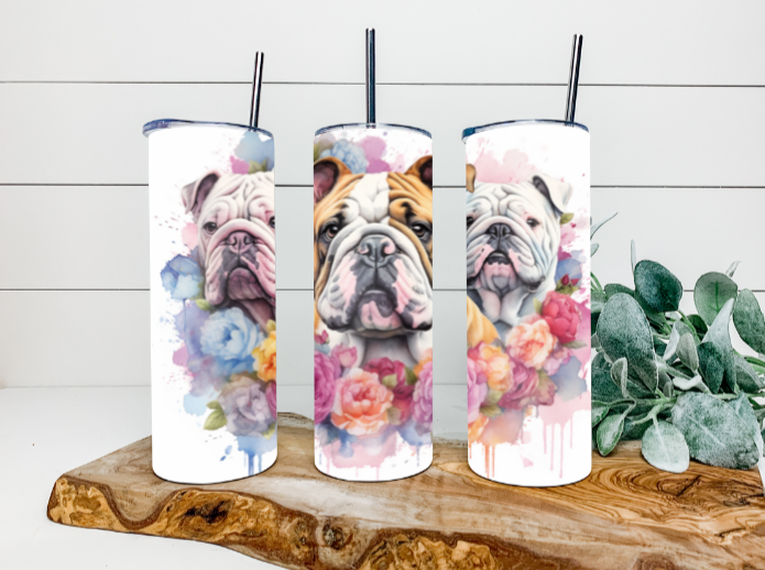 20oz Floral Bulldog Tumbler 2