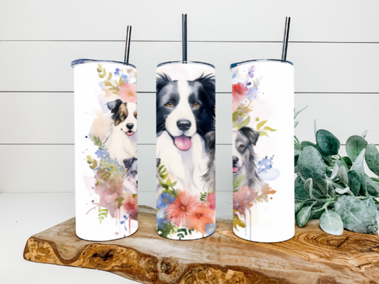 20oz Floral Collie Tumbler