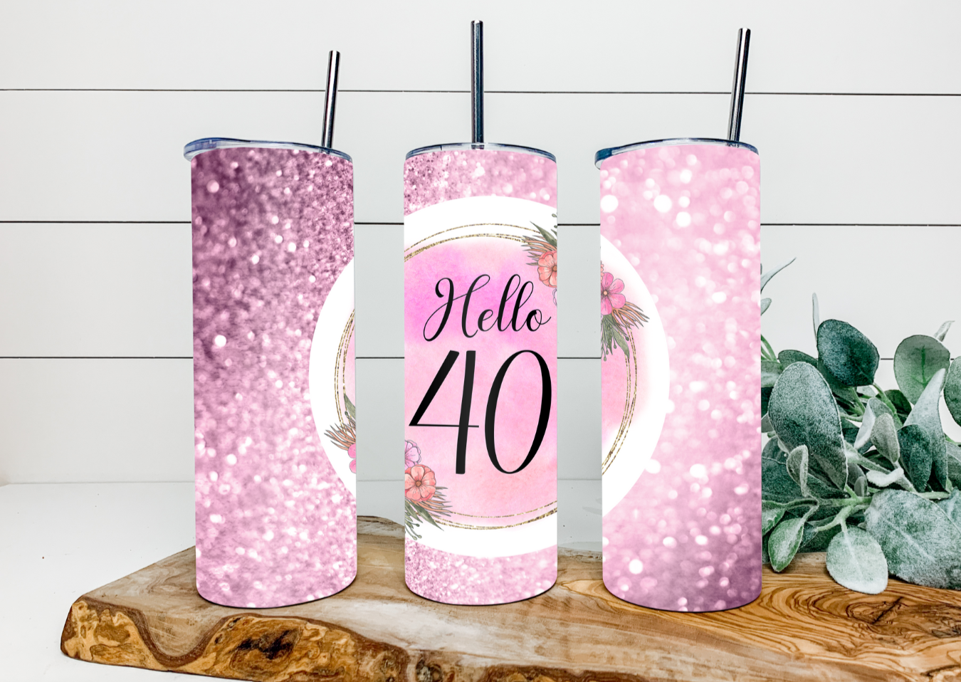 20oz Hello 40 Lilac Tumbler