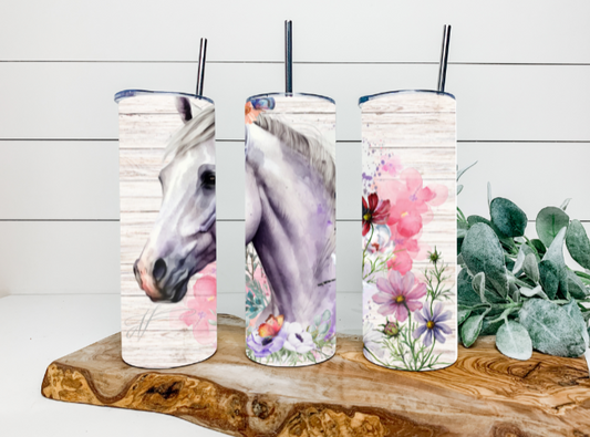 20oz Horse With Flowers Tumbler