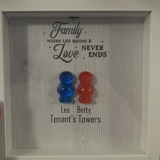 Small Jelly Baby Family White Frame