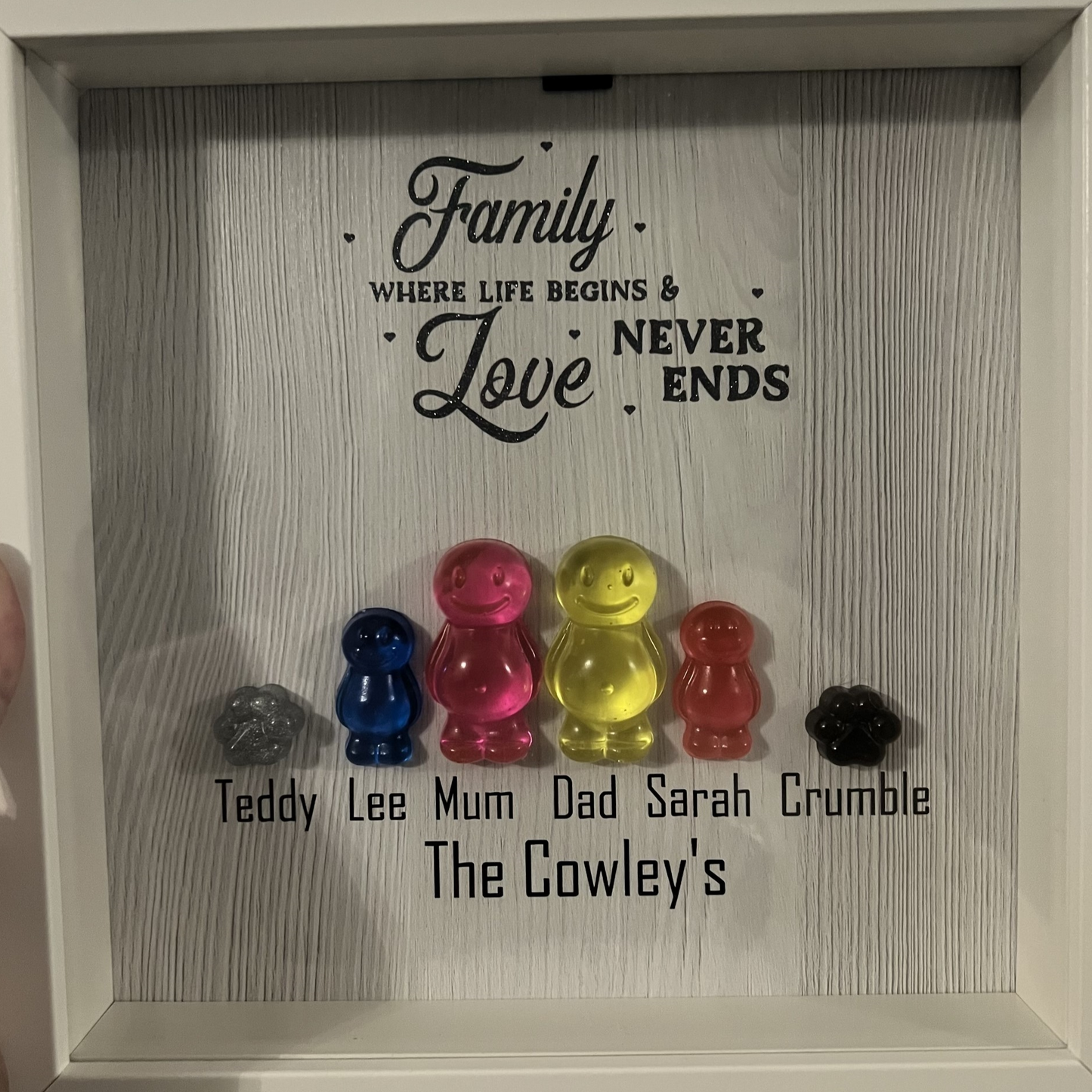 Large Jelly Baby Family White Frame