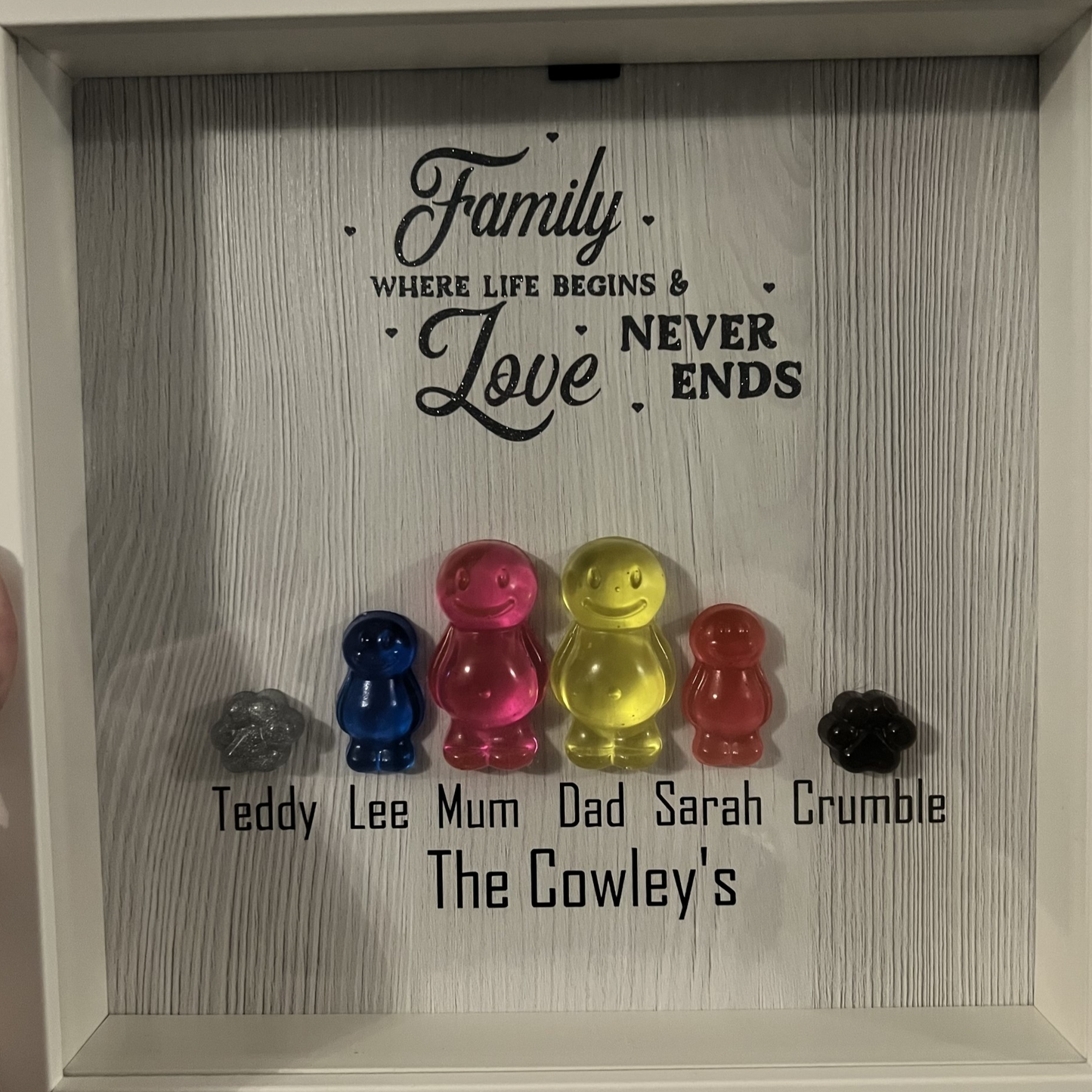 Small Jelly Baby Family White Frame