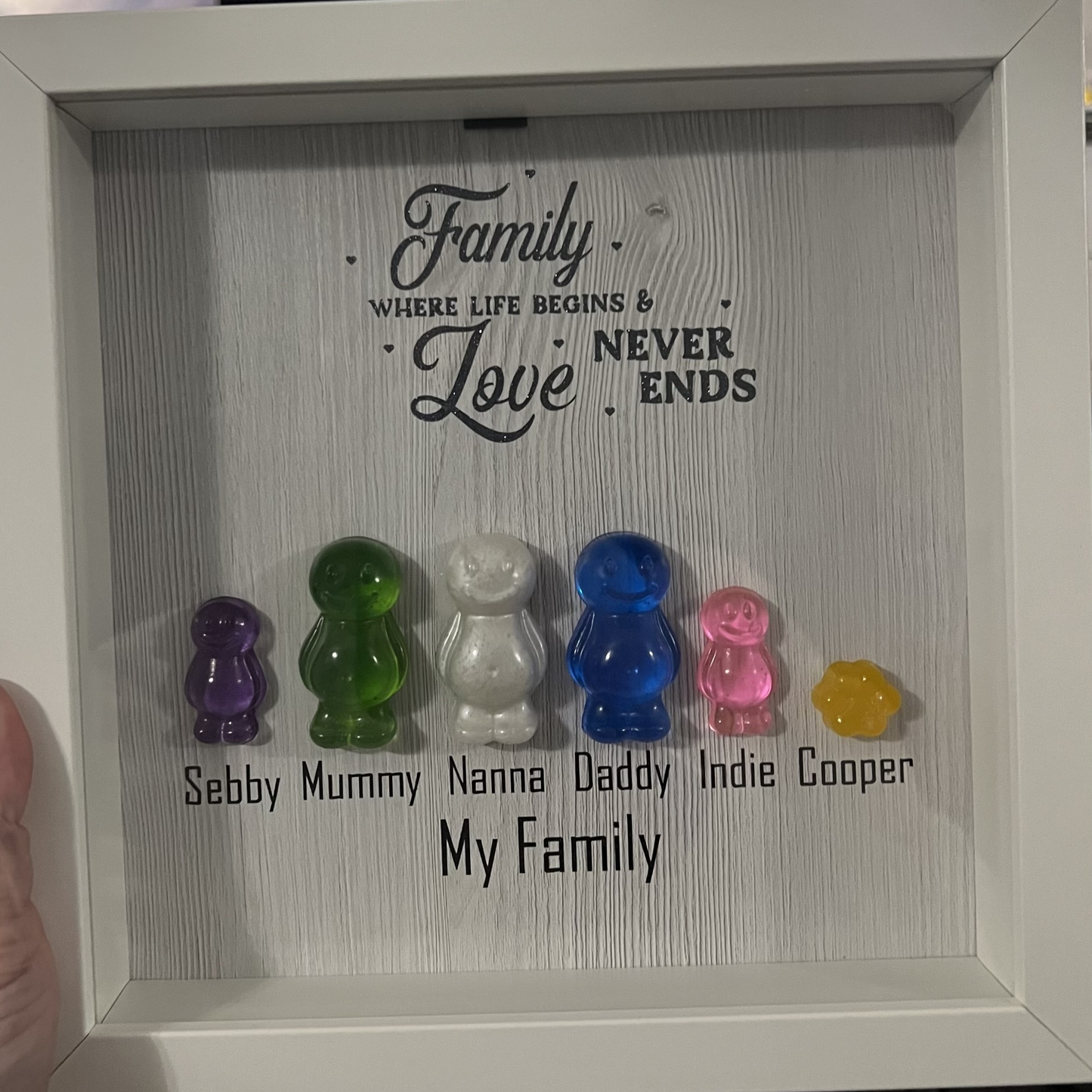 Large Jelly Baby Family White Frame