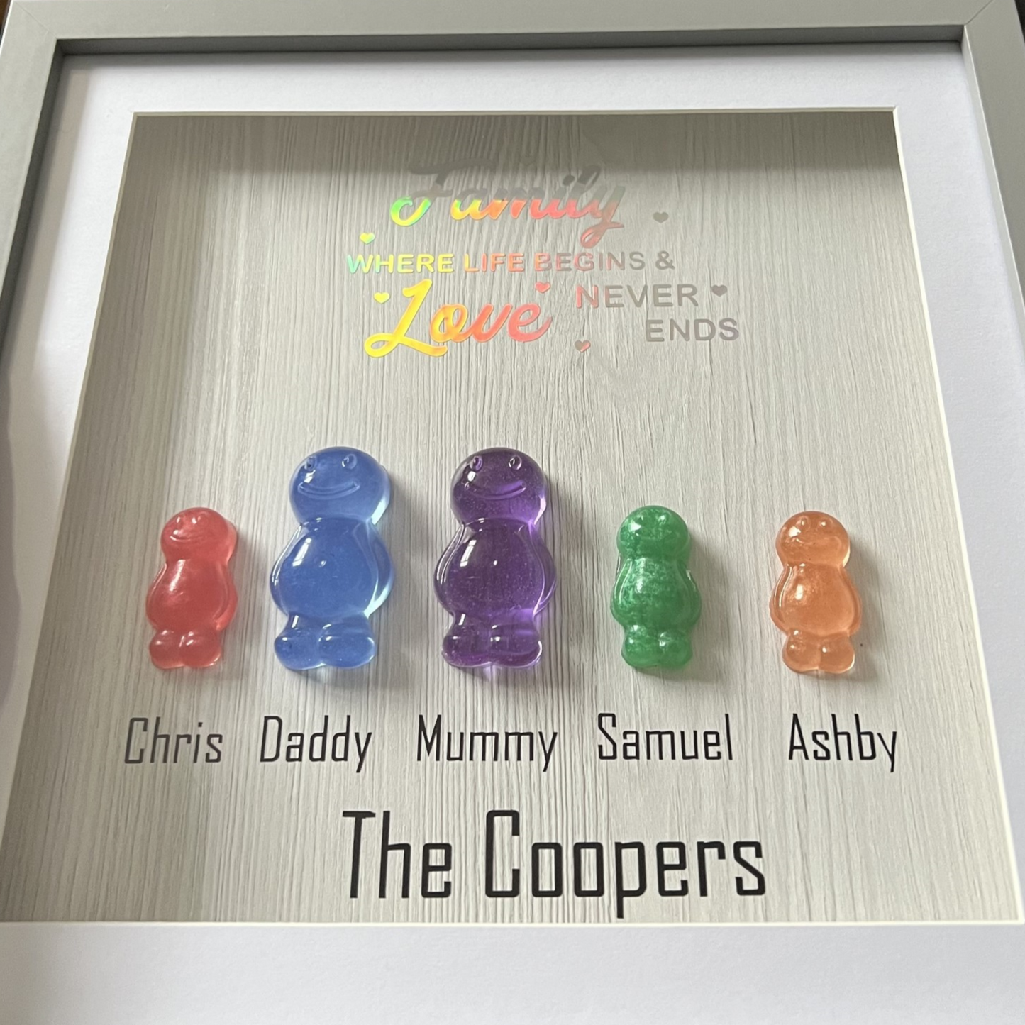 Small Jelly Baby Family Grey Frame