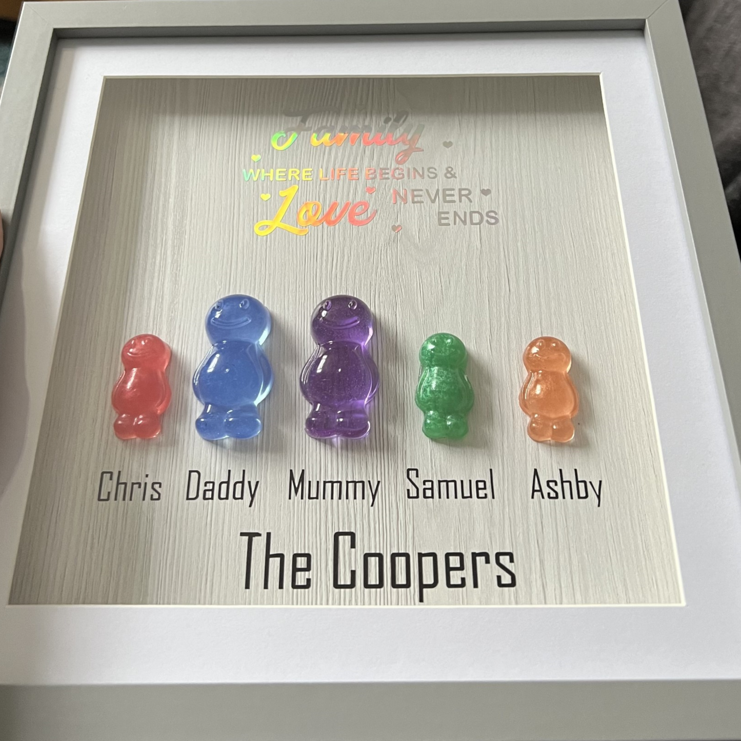 Large Jelly Baby Family Grey Frame