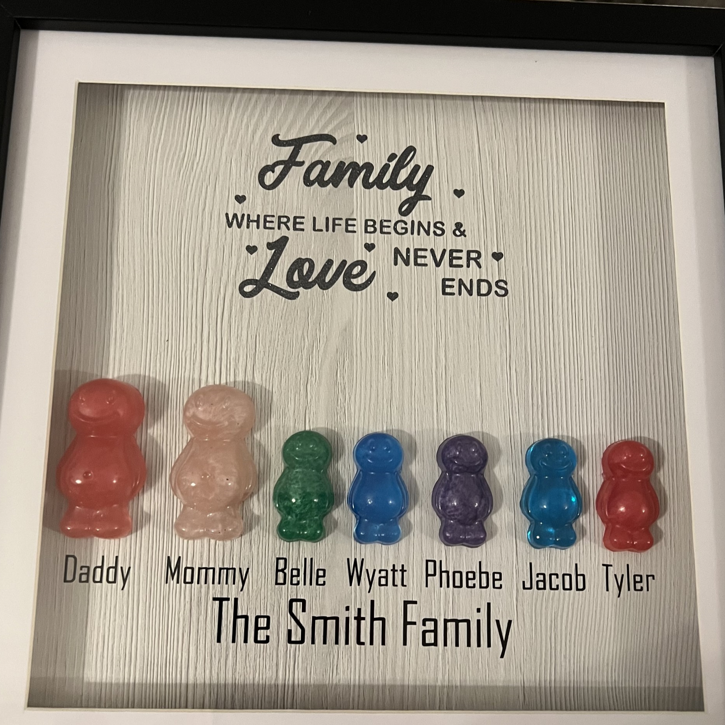 Small Jelly Baby Family Black Frame