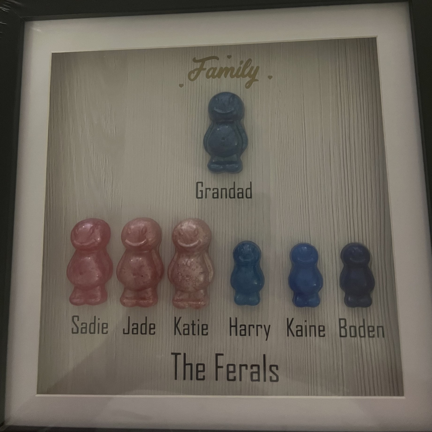 Small Jelly Baby Family Black Frame