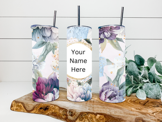 20oz Blue & Purple Flowers Tumbler