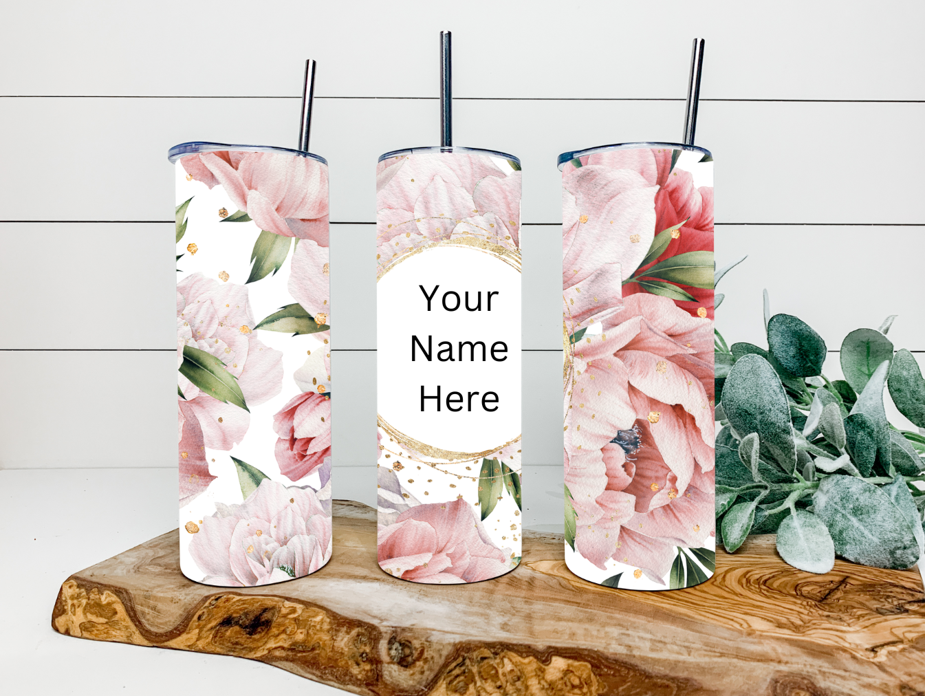 20oz Pink Flower Tumbler