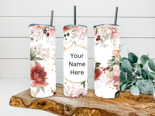 20oz Red & Pink Flowers Tumbler