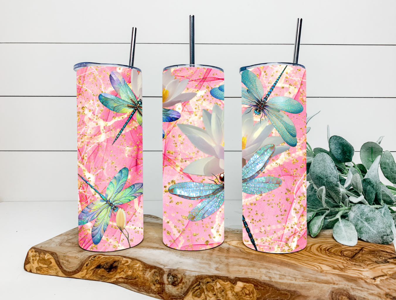 20oz Pink Dragonfly Tumbler