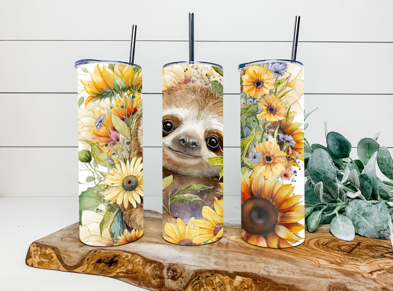 20oz Sunflower Sloth Tumbler