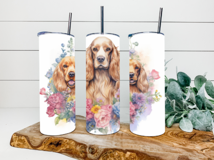 20oz Floral Spanial Tumbler